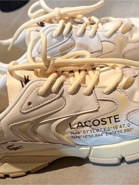 Lacoste Cream and White Chunky Leather Sneakers